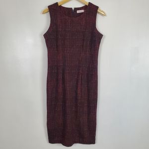 Calvin Klein sleeveless dress, red and black print, size 8